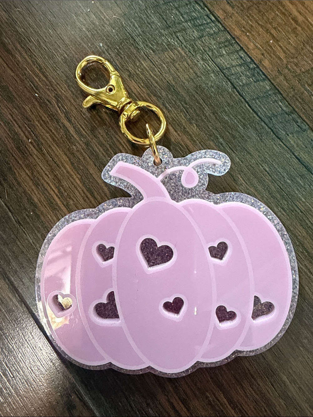 Stoney Clover Lane Pink Sparkly Pumpkin Keychain